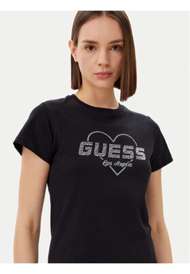 Guess T-Shirt V5GI10 K9RM1 Czarny Regular Fit. Kolor: czarny. Materiał: bawełna