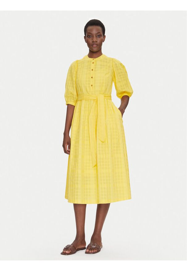 Barbour Sukienka letnia LDR0893YE32 Żółty Regular Fit. Kolor: żółty. Materiał: bawełna. Sezon: lato