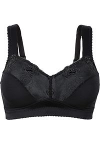 bonprix - Biustonosz minimizer bez fiszbinów z wyściełanymi ramiączkami. Kolor: czarny. Materiał: koronka. Rodzaj stanika: różne sposoby noszenia, wyściełane miseczki. Wzór: kwiaty, haft #1