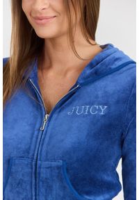 Juicy Couture - JUICY COUTURE Damska niebieska bluza Heritage Crown Robyn Hoodie. Okazja: na co dzień. Typ kołnierza: kaptur. Kolor: niebieski. Materiał: bawełna, poliamid, materiał. Długość rękawa: długi rękaw. Długość: długie. Styl: klasyczny, casual #3