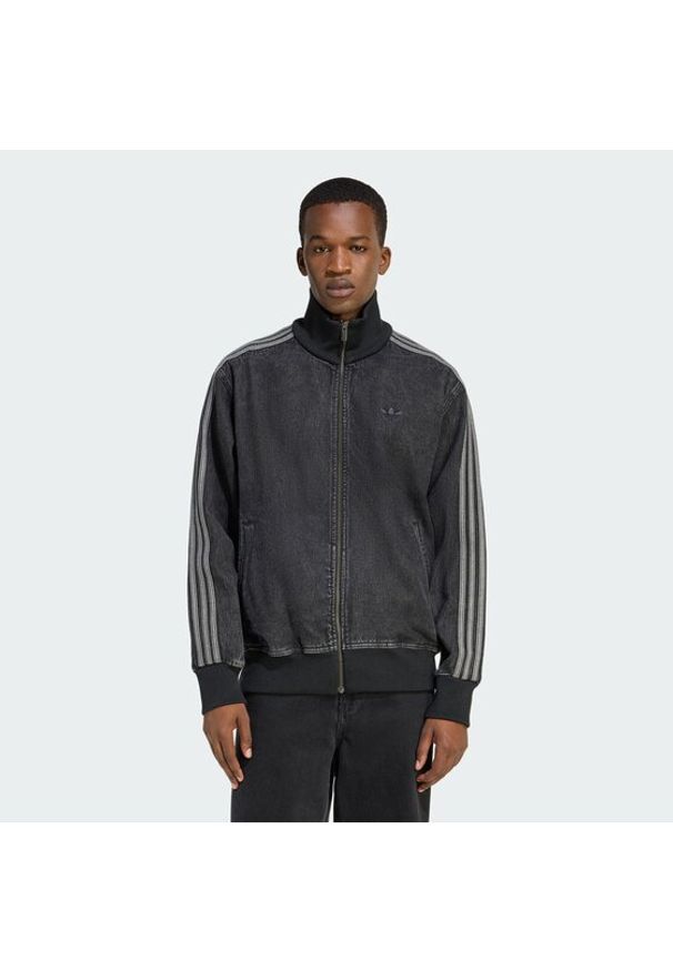 Adidas - adidas Bluza adicolor Denim Firebird KD1516 Czarny Loose Fit. Kolor: czarny. Materiał: bawełna