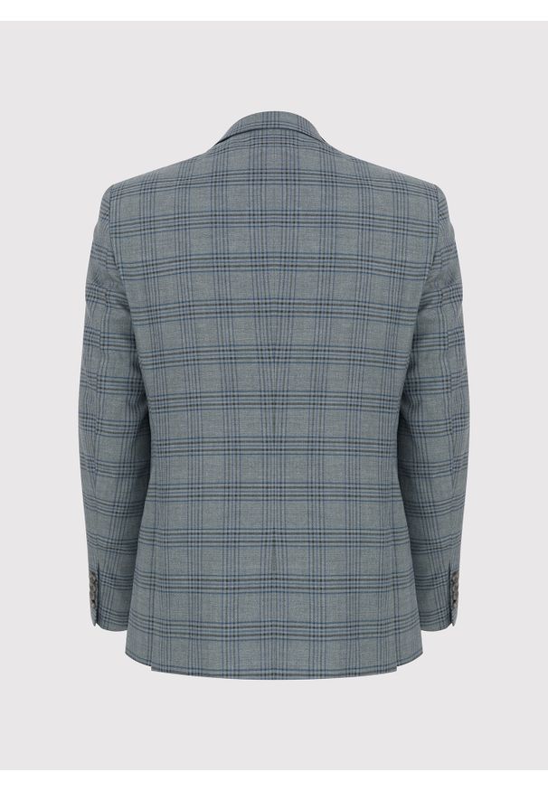 Pako Lorente - PAKO LORENTE – Szara marynarka casualowa w kratkę. Okazja: na co dzień. Kolor: szary. Materiał: jeans. Wzór: kratka. Styl: casual