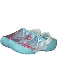 Buty do chodzenia niemowlęce Crocs Disney Frozen 2. Zapięcie: bez zapięcia. Kolor: niebieski. Materiał: materiał, syntetyk. Wzór: motyw z bajki. Sezon: lato. Sport: turystyka piesza #1
