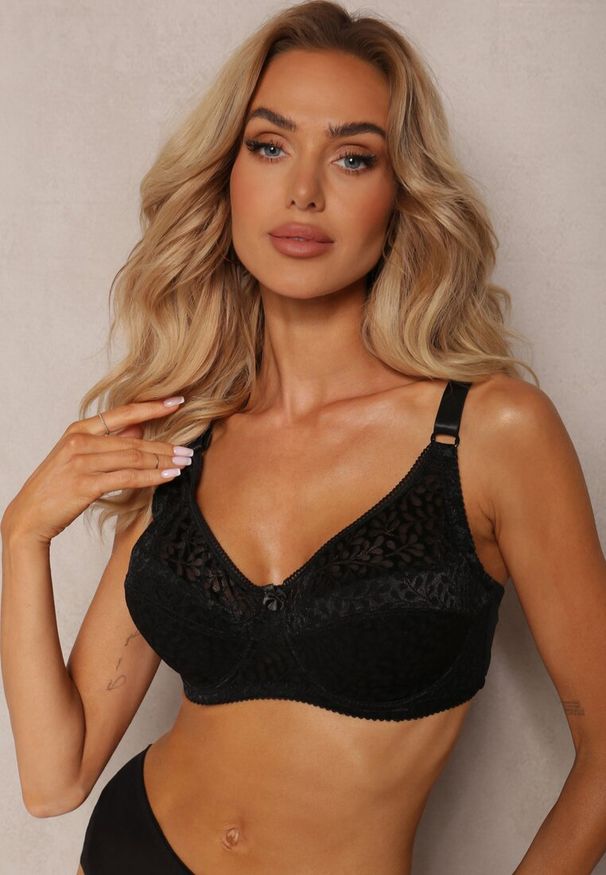 Renee - Czarny Biustonosz Full Cup z Ramiączkami z Regulacją Posofia. Kolor: czarny