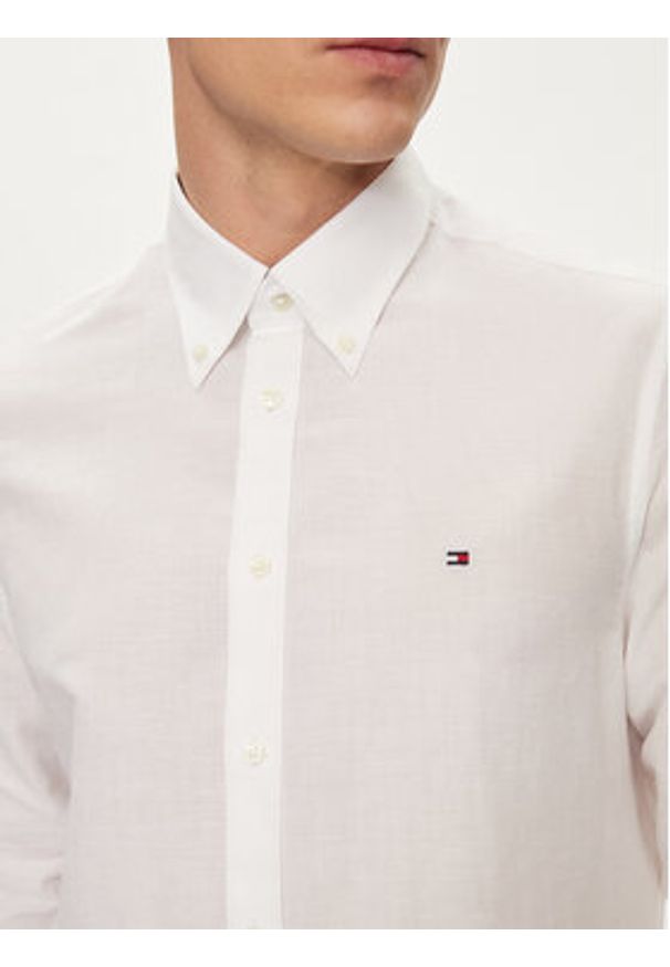 TOMMY HILFIGER - Tommy Hilfiger Koszula MW0MW34632 Biały Slim Fit. Kolor: biały. Materiał: len, bawełna