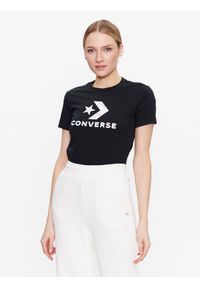 Converse T-Shirt Floral Star Chevron 10024538-A02 Czarny Slim Fit. Kolor: czarny. Materiał: bawełna