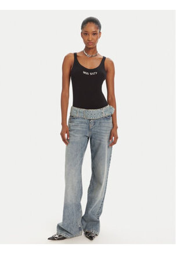 Miss Sixty Top 6L2RJ3580000 Czarny Slim Fit. Kolor: czarny. Materiał: bawełna