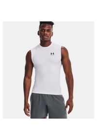 Under Armour - Koszulka męska tank top UNDER ARMOUR 1361522 bez rękawów. Kolor: biały. Długość rękawa: bez rękawów