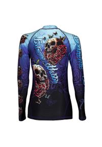 Koszulka sportowa damska Rashguard do MMA EXTREME HOBBY SKULL 2. Kolor: niebieski. Materiał: elastan, poliester. Długość rękawa: długi rękaw. Długość: długie. Sport: fitness