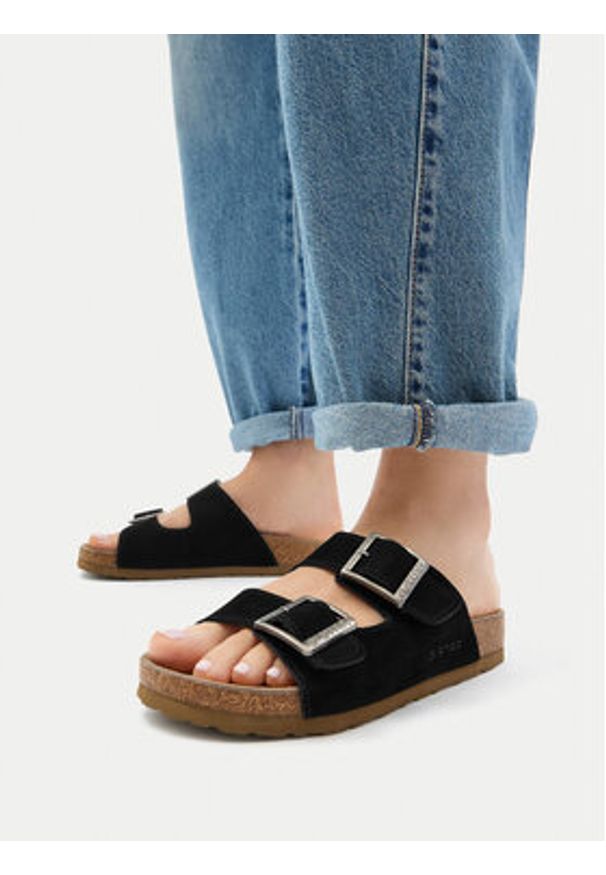 G-Star RAW - G-Star Raw Klapki CWB-WS-1128-50-S Czarny. Kolor: czarny. Materiał: skóra, zamsz