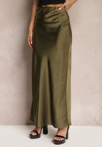Renee - Ciemnozielona Satynowa Spódnica Maxi High Waist Formia. Stan: podwyższony. Kolor: zielony. Materiał: satyna #5