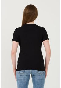 Guess - GUESS Czarny damski t-shirt bawełniany Icon Tee, Rozmiar M. Kolor: czarny. Materiał: bawełna
