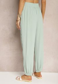 Renee - Miętowe Casualowe Spodnie High Waist Wykończone Gumką w Pasie Dimrue. Okazja: na co dzień. Stan: podwyższony. Kolor: miętowy. Styl: casual #5
