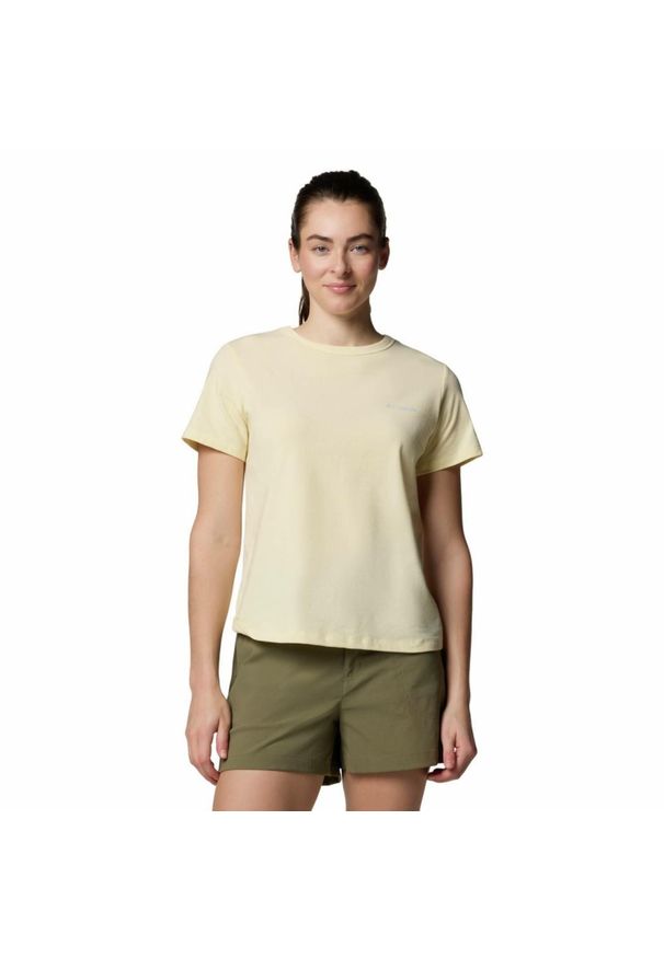 columbia - Koszulka damska Columbia Sun Trek Short Sleeve II Tee z krótkim rękawem. Kolor: żółty. Długość rękawa: krótki rękaw. Długość: krótkie