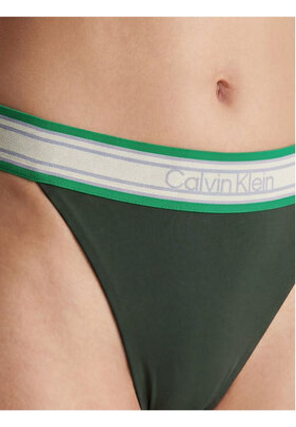 Calvin Klein Swimwear Dół od bikini LV00Q61104 Zielony ciemny. Kolor: zielony. Materiał: syntetyk