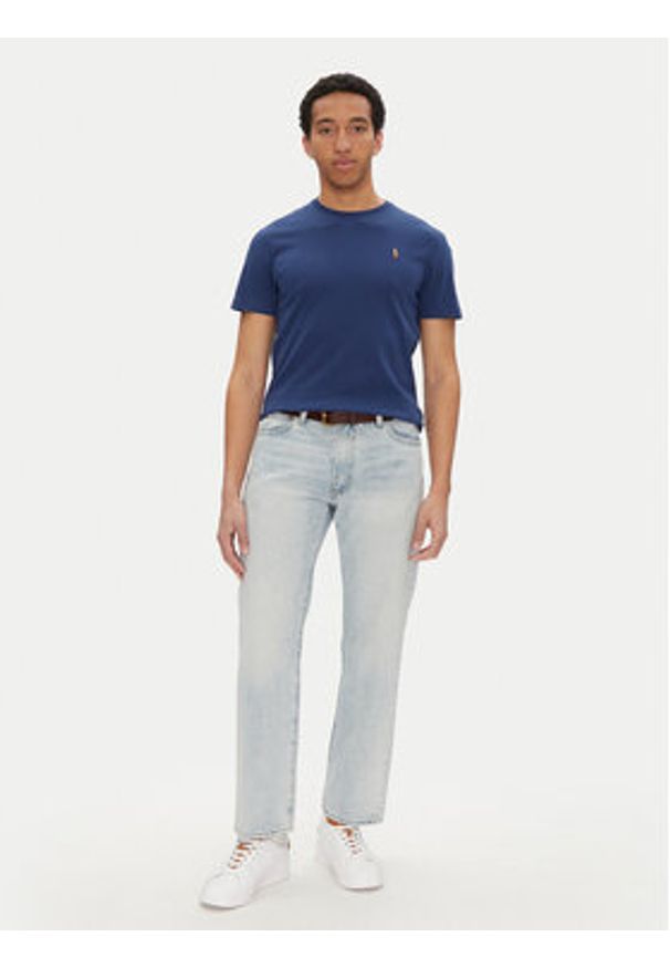Polo Ralph Lauren T-Shirt 710740727092 Granatowy Custom Slim Fit. Typ kołnierza: polo. Kolor: niebieski. Materiał: bawełna