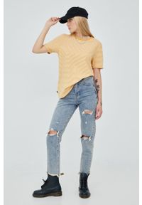 Superdry t-shirt bawełniany kolor żółty. Kolor: żółty. Materiał: bawełna #2