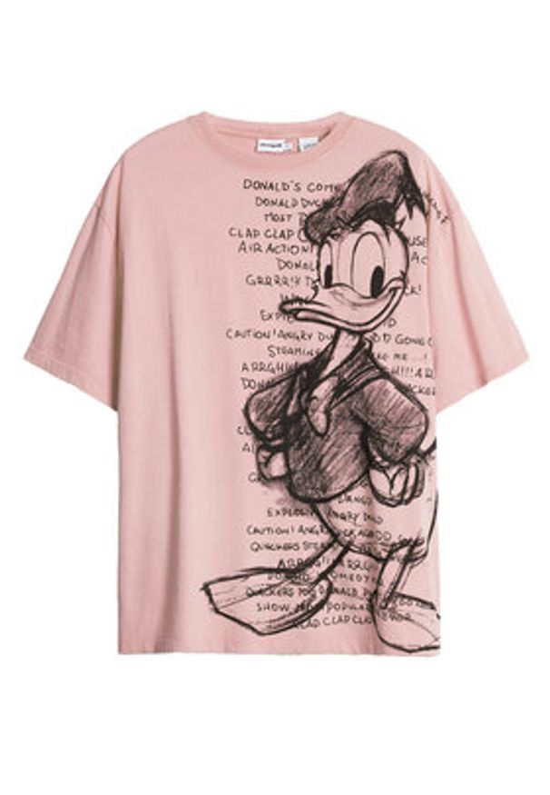 Desigual T-Shirt Donald 25SWTKAH Różowy Loose Fit. Kolor: różowy. Materiał: bawełna