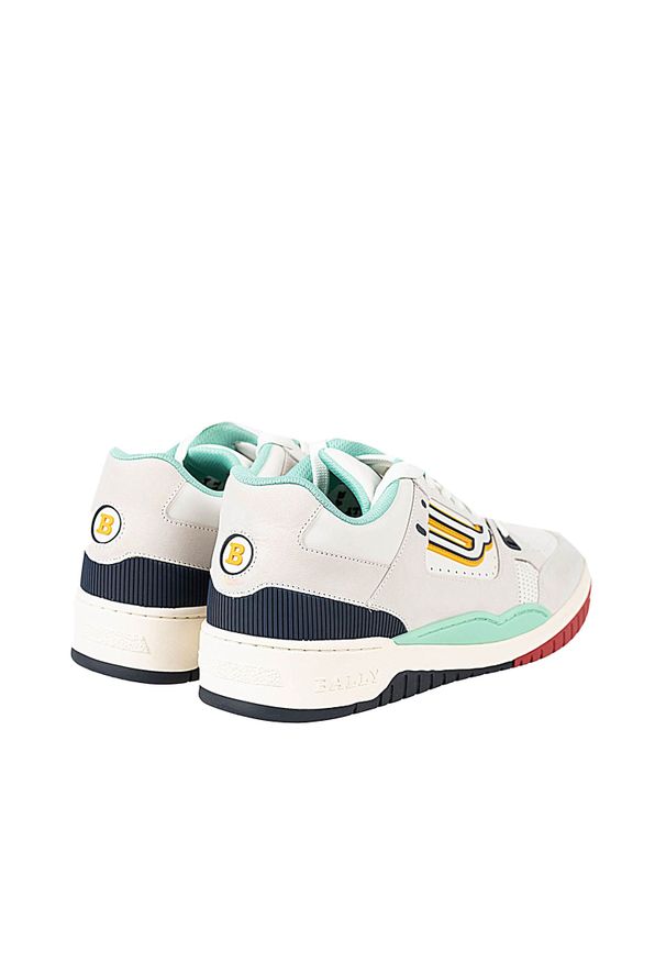 Bally Sneakersy "Kuba-T" | 6226048 | Kuba-T | Mężczyzna | Biały, Żółty, Szary, Turkusowy. Kolor: wielokolorowy, żółty, szary, biały, turkusowy. Materiał: skóra, tkanina. Wzór: aplikacja, nadruk