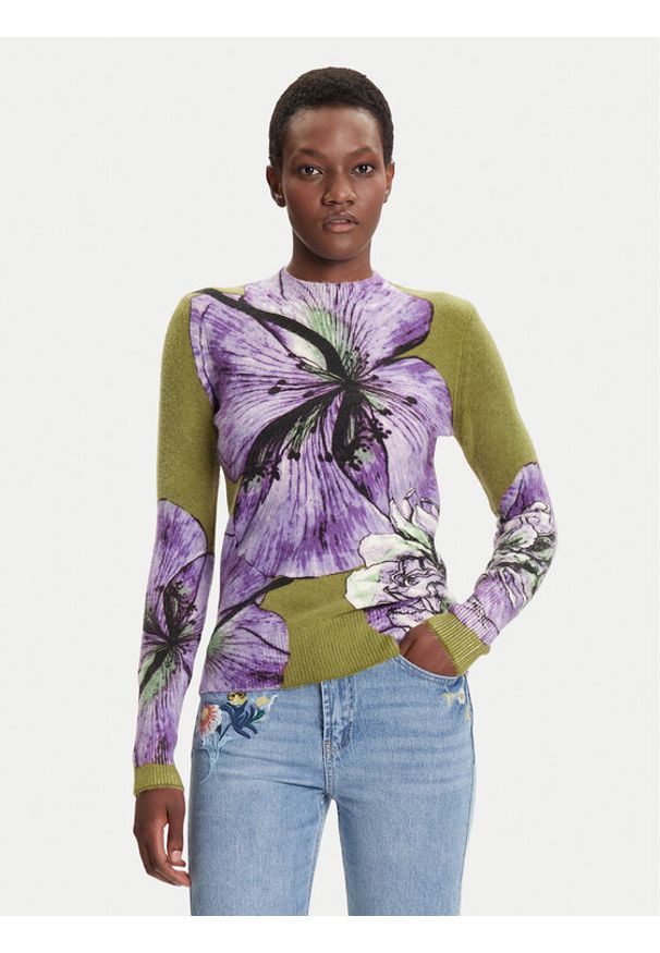 Desigual Sweter Orquidea Lacroix 25WWJF42 Zielony Regular Fit. Kolor: zielony. Materiał: syntetyk