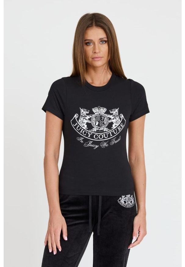 Juicy Couture - JUICY COUTURE Czarny t-shirt Enzo Dog Crest. Kolor: czarny