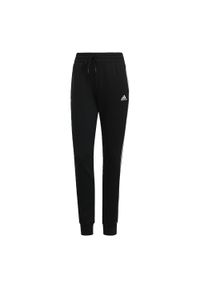 Adidas - Spodnie adidas Wms French Terry Logo Pants 3 Stripes, Kobiety. Kolor: czarny, wielokolorowy, biały. Materiał: bawełna, materiał, dresówka. Długość: długie