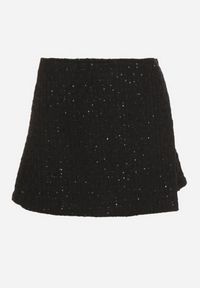 Born2be - Czarne Spódnico-Szorty z Wełną i Cekinami Fedara. Okazja: na co dzień. Kolor: czarny. Materiał: wełna. Styl: klasyczny, casual #3