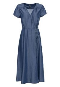 Sukienka dżinsowa kopertowa bonprix niebieski "stone”. Kolor: niebieski. Typ sukienki: kopertowe #1