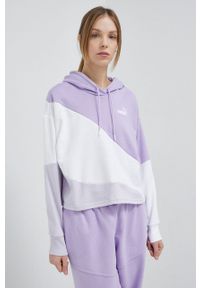 Puma bluza damska kolor fioletowy z kapturem wzorzysta. Typ kołnierza: kaptur. Kolor: fioletowy. Materiał: materiał, dzianina. Długość rękawa: długi rękaw. Długość: długie #1