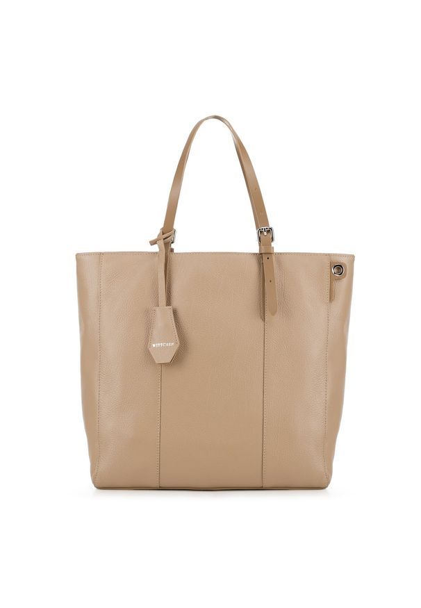 Beżowa shopperka Wittchen z breloczkiem, elegancka
