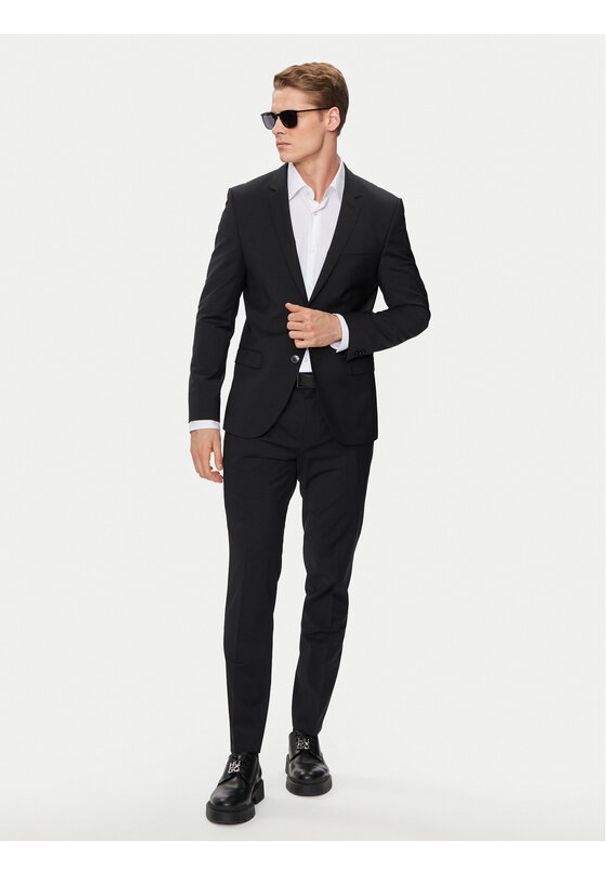 Hugo Garnitur 50450994 Czarny Extra Slim Fit. Kolor: czarny. Materiał: wełna