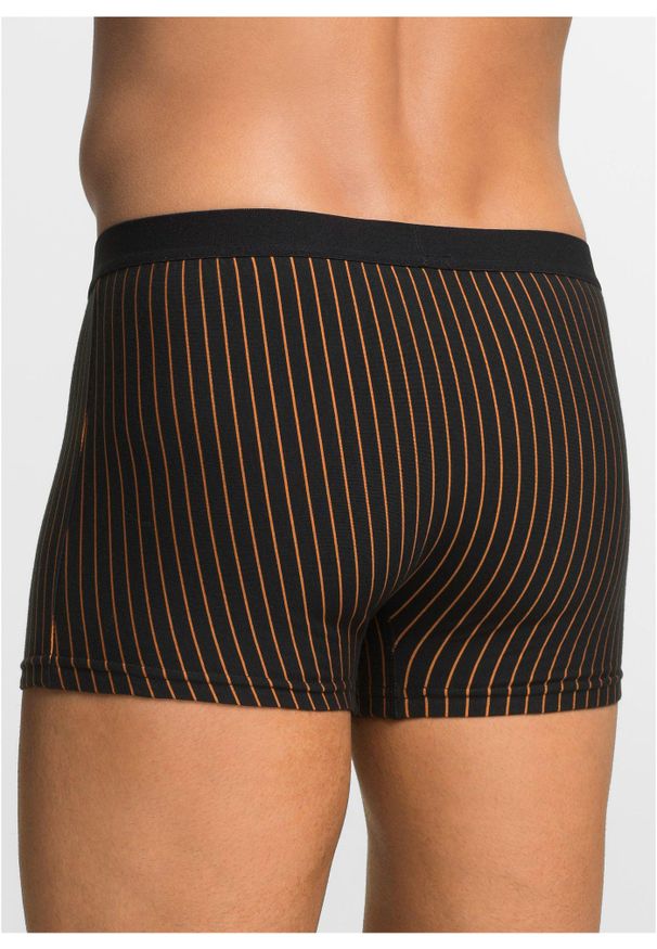 bonprix - Bokserki, dopasowany fason, z bawełną (3 pary). Kolor: czarny. Materiał: bawełna. Wzór: paski