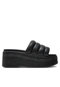 Tommy Jeans Klapki Tjw Wedge Sandal EN0EN02455 Czarny. Kolor: czarny. Materiał: skóra