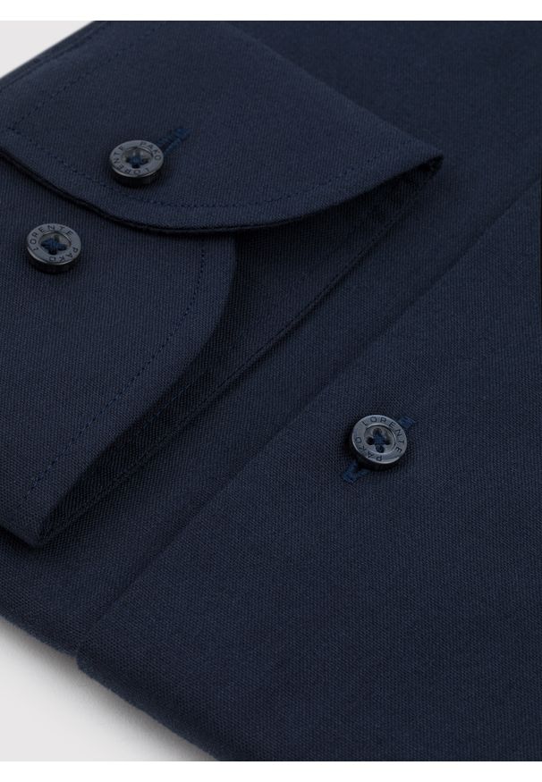 Pako Lorente - PAKO LORENTE – Granatowa koszula męska. Kolor: niebieski. Materiał: bawełna. Długość rękawa: długi rękaw. Długość: długie. Wzór: gładki