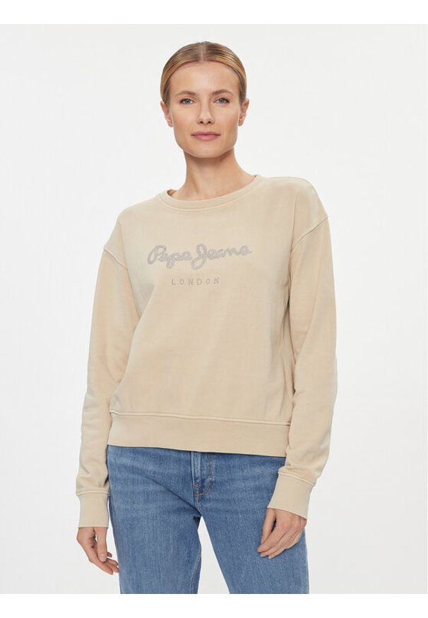 Pepe Jeans Bluza Harley PL581402 Beżowy Regular Fit. Kolor: beżowy. Materiał: bawełna