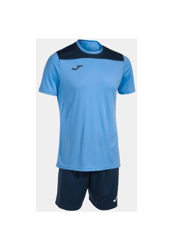 Zestaw sportowy Joma Phoenix II 3XS - Jasnoniebieski i granatowy oddychający. Okazja: na uczelnię. Kolor: niebieski. Materiał: poliester, dresówka. Styl: sportowy