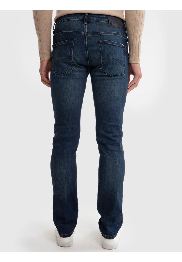 Big-Star - Jeansy męskie dopasowane granatowe Terry 563. Okazja: na co dzień. Kolor: niebieski. Styl: elegancki, casual