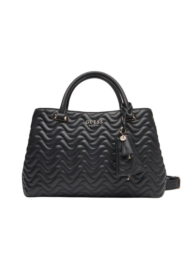 Guess - GUESS Czarna shopperka damska Melisandra. Kolor: czarny. Materiał: skórzane