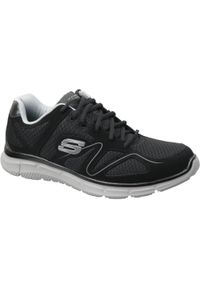 skechers - Buty do chodzenia męskie, Skechers Satisfaction. Zapięcie: sznurówki. Kolor: czarny. Materiał: materiał, tkanina, syntetyk. Szerokość cholewki: normalna. Sport: turystyka piesza