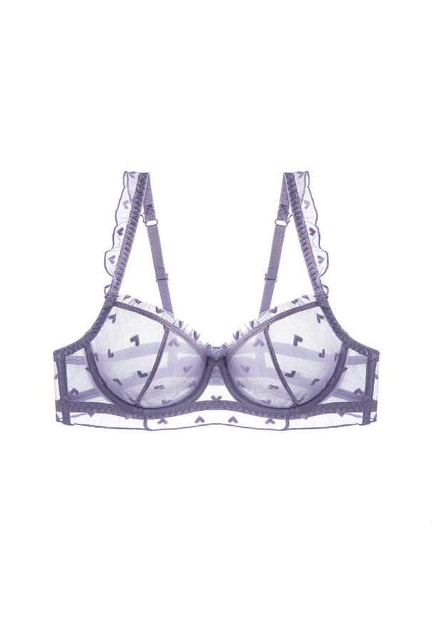 Intica - Biustonosz z fiszbinami z delikatnej siateczki Roshni. Kolor: fioletowy. Rodzaj stanika: biustonosz z fiszbinami