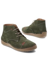 Zielone Botki Artiker Skórzane Obuwie Damskie. Okazja: na co dzień. Zapięcie: zamek. Kolor: zielony. Materiał: skóra. Sezon: wiosna, jesień. Styl: casual #2