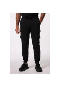 JAY-PI - Męskie Bojówki dresowe fitness elastyczny pas do roz. 7 XL. Kolekcja: plus size. Kolor: czarny. Materiał: materiał, poliester, bawełna. Sport: fitness