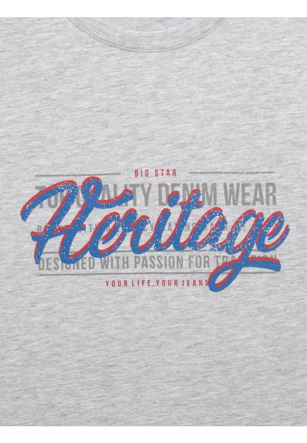 Big-Star - Koszulka męska z nadrukiem szara Keren 902. Kolor: szary. Materiał: bawełna. Wzór: nadruk