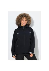 ULLA POPKEN - Damskie Kurtka funkcyjna softshell hydrofobowa kaptur. Kolekcja: plus size. Kolor: czarny. Materiał: poliester, materiał, elastan #1