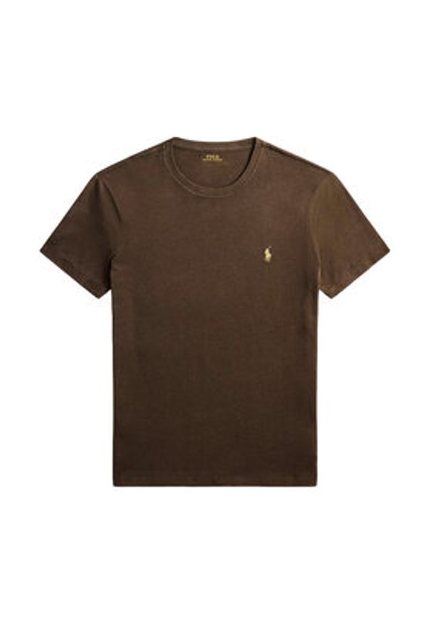 Polo Ralph Lauren T-Shirt 710671438533 Brązowy ciemny Custom Slim Fit. Typ kołnierza: polo. Kolor: brązowy. Materiał: bawełna