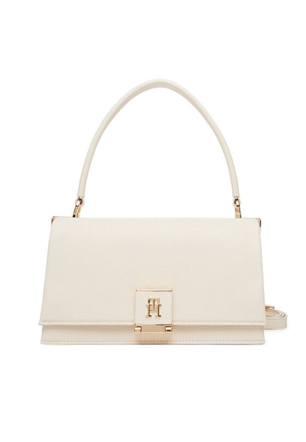 TOMMY HILFIGER - Tommy Hilfiger Torebka Th Monogram Pebble Grain Crossbody Bag AW0AW17216 Écru. Kolor: kremowy. Materiał: skórzane