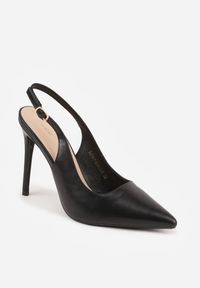 Renee - Czarne Szpilki VICES Slingback z Wkładką ze Skóry Naturalnej Zoretta. Zapięcie: sprzączka. Kolor: czarny. Materiał: skóra. Obcas: na szpilce. Styl: elegancki #4