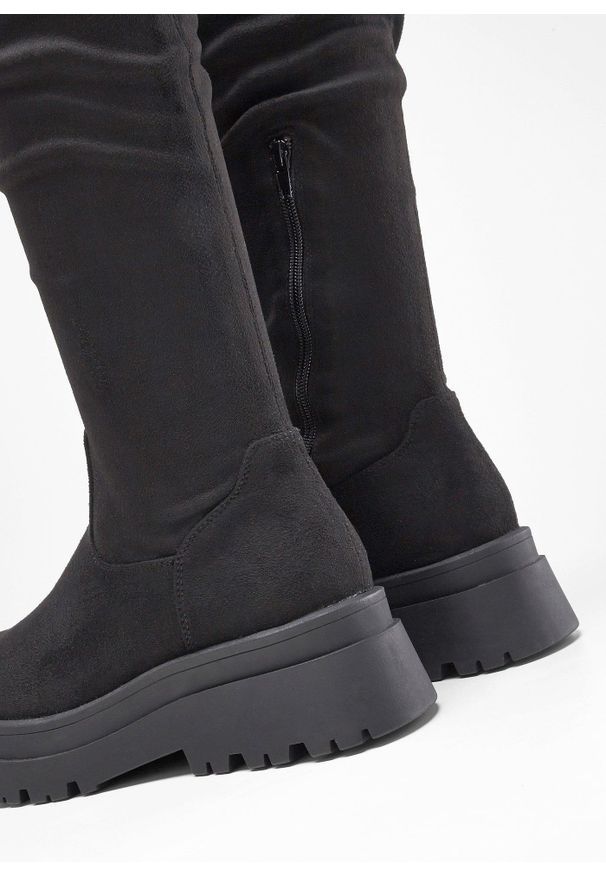 bonprix - Kozaki za kolano. Wysokość cholewki: za kolano. Kolor: czarny