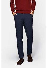 Lancerto - Spodnie Granatowe w Kratę Clapham. Kolor: niebieski. Materiał: wiskoza, poliester, elastan #1
