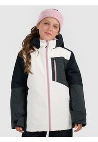 4f - 4F Kurtka snowboardowa membrana 10000 dziewczęca - biała 164 (13-14 lat). Kolor: biały. Sezon: lato